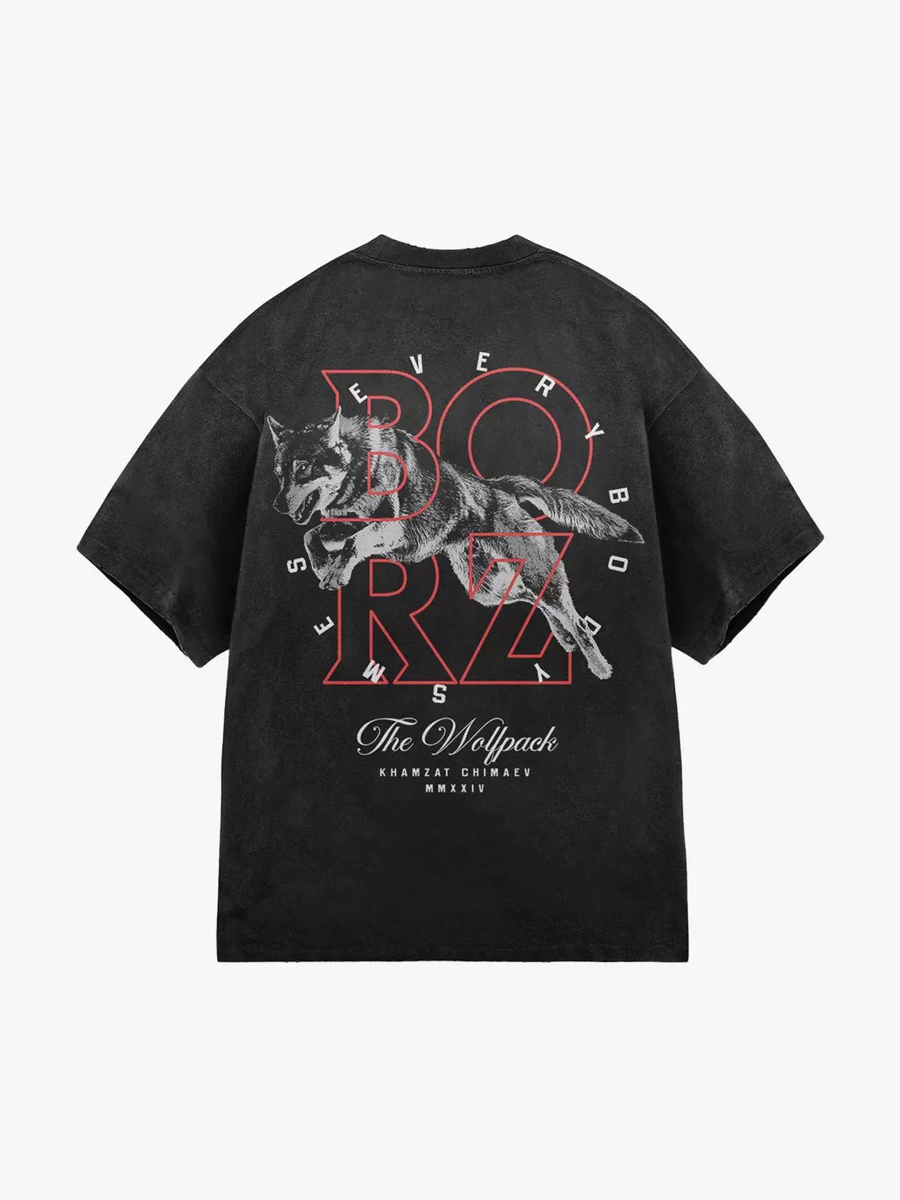 280g Heavy Wolf King - Wolf Crew Neck American Small Neckline T-Shirt MMA Short Sleeve