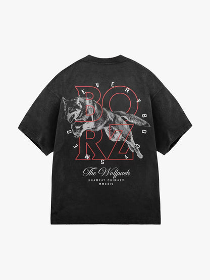 280g Heavy Wolf King - Wolf Crew Neck American Small Neckline T-Shirt MMA Short Sleeve